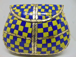 india Mosaic stone metal clutch purse
