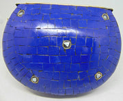 Blue white eye Mosaic Metal Clutch Purse