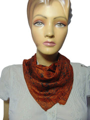 Floral design small Neckerchief Square Neck silk Scarf