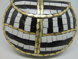 india Mosaic stone metal clutch purse
