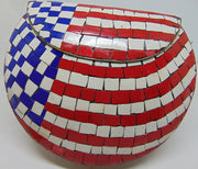 Mosaic stone chip metal clutch purse