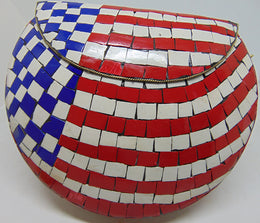 Mosaic stone chip metal clutch purse