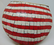 Mosaic stone chip metal clutch purse