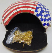 Mosaic stone chip metal clutch purse