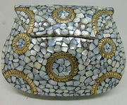 Pearl Mosaic Metal Clutch Purse