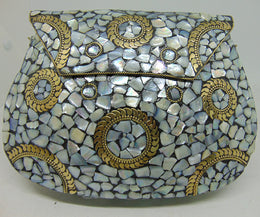 Pearl Mosaic Metal Clutch Purse
