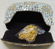 Pearl Mosaic Metal Clutch Purse