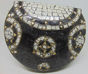 Black white Stone mosaic bag Sling Clutch,