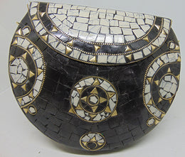 Black white Stone mosaic bag Sling Clutch,