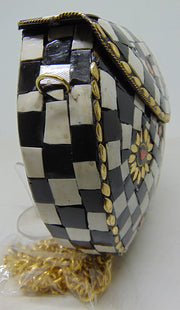 Black white stone bag ethnic clutch indian