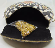 Black white stone bag ethnic clutch indian