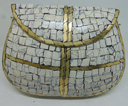 White & Gold Mosaic Clutch stone bag