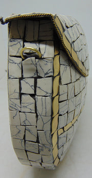 White & Gold Mosaic Clutch stone bag
