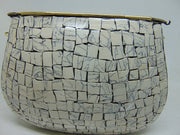 White & Gold Mosaic Clutch stone bag