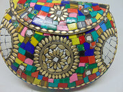 Multi color Stones metal clutch Ethnic Metal Bag
