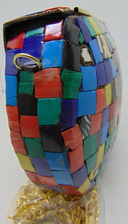Multi color Stones metal clutch Ethnic Metal Bag