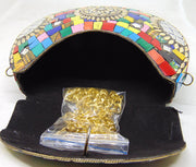 Multi color Stones metal clutch Ethnic Metal Bag