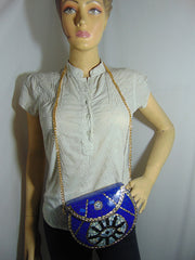 Blue white eye Mosaic Metal Clutch Purse