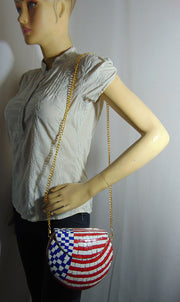 Mosaic stone chip metal clutch purse