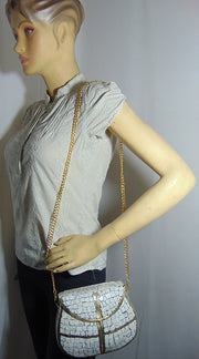 White & Gold Mosaic Clutch stone bag