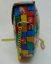 Multi color metal mosaic clutch Wallet purse