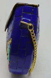 Handcrafted Blue &Multi Mosaic Clutch Bag