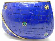 Handcrafted Blue &Multi Mosaic Clutch Bag
