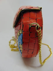 Orange Stone mosaic metal bag ethnic clutch