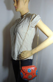Orange Stone mosaic metal bag ethnic clutch