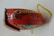 Orange Stone mosaic metal bag ethnic clutch