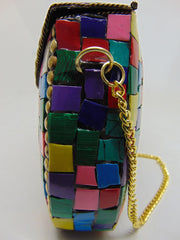 Multi Handmade metal Mosaic stone purse clutch