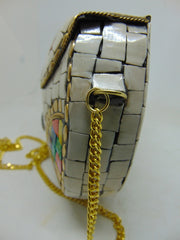 Evil eye Multi color metal mosaic clutch Wallet purse