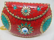Evil eye Multi color metal mosaic clutch Wallet purse