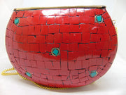 Evil eye Multi color metal mosaic clutch Wallet purse