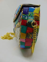 Evil eye Multi color metal mosaic clutch Wallet purse