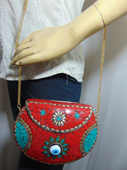 Evil eye Multi color metal mosaic clutch Wallet purse