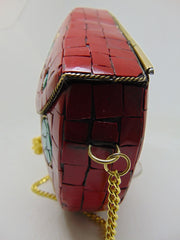 Hamsa Clutch Red Handbag Vintage Purse