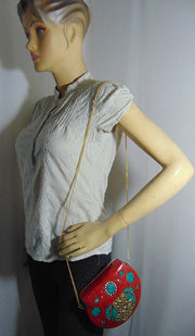 Hamsa Clutch Red Handbag Vintage Purse