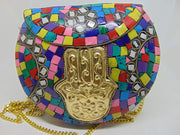 Multi color metal mosaic clutch Wallet purse