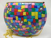 Multi color metal mosaic clutch Wallet purse