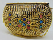 Eye pattern Golden brass motif mosaic metal clutch