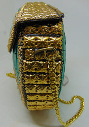 Stone shell mosaic metal bag ethnic bridal clutch