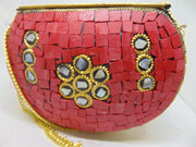 Stone shell mosaic metal bag ethnic bridal clutch