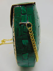 Ethnic Stone Mosaic Clutch Bag Metal Purse