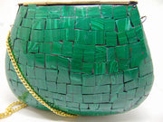 Ethnic Stone Mosaic Clutch Bag Metal Purse