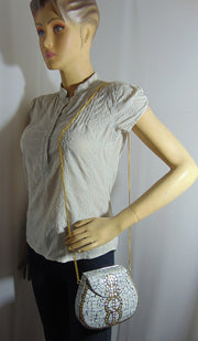 Ethnic Stone Mosaic Clutch Bag Metal Purse