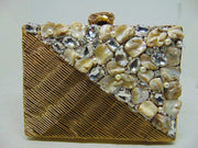 Handmade Beaded Pearl Metal Clutch Purse