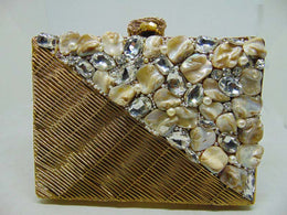 Handmade Beaded Pearl Metal Clutch Purse
