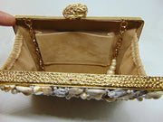Handmade Beaded Pearl Metal Clutch Purse