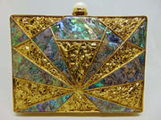 Handmade Beaded Pearl Metal Clutch Purse